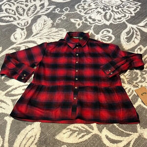 Stillwater supply co. Flannel shirt. Babydoll bottom of shirt.  New